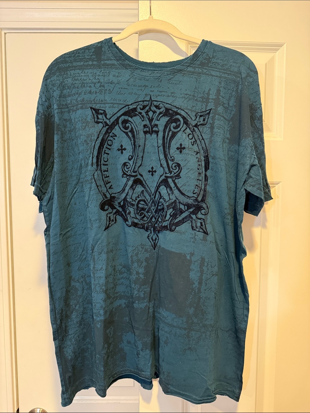 Affliction Teal Short-Sleeve Graphic Crew Tee